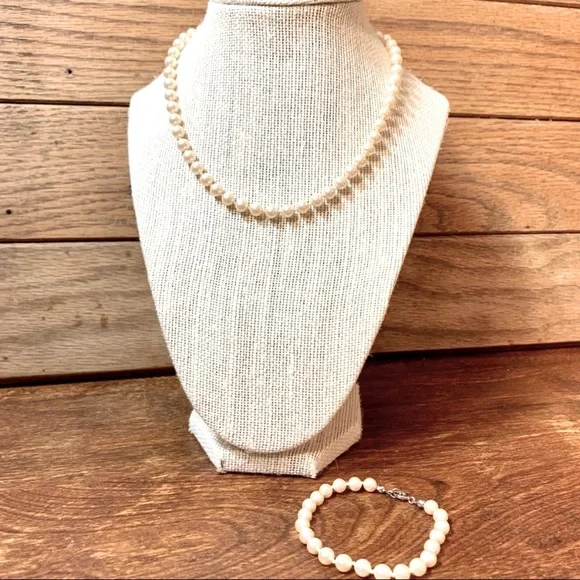 Swarovski Crystal Faux Pearl Bracelet & Necklace